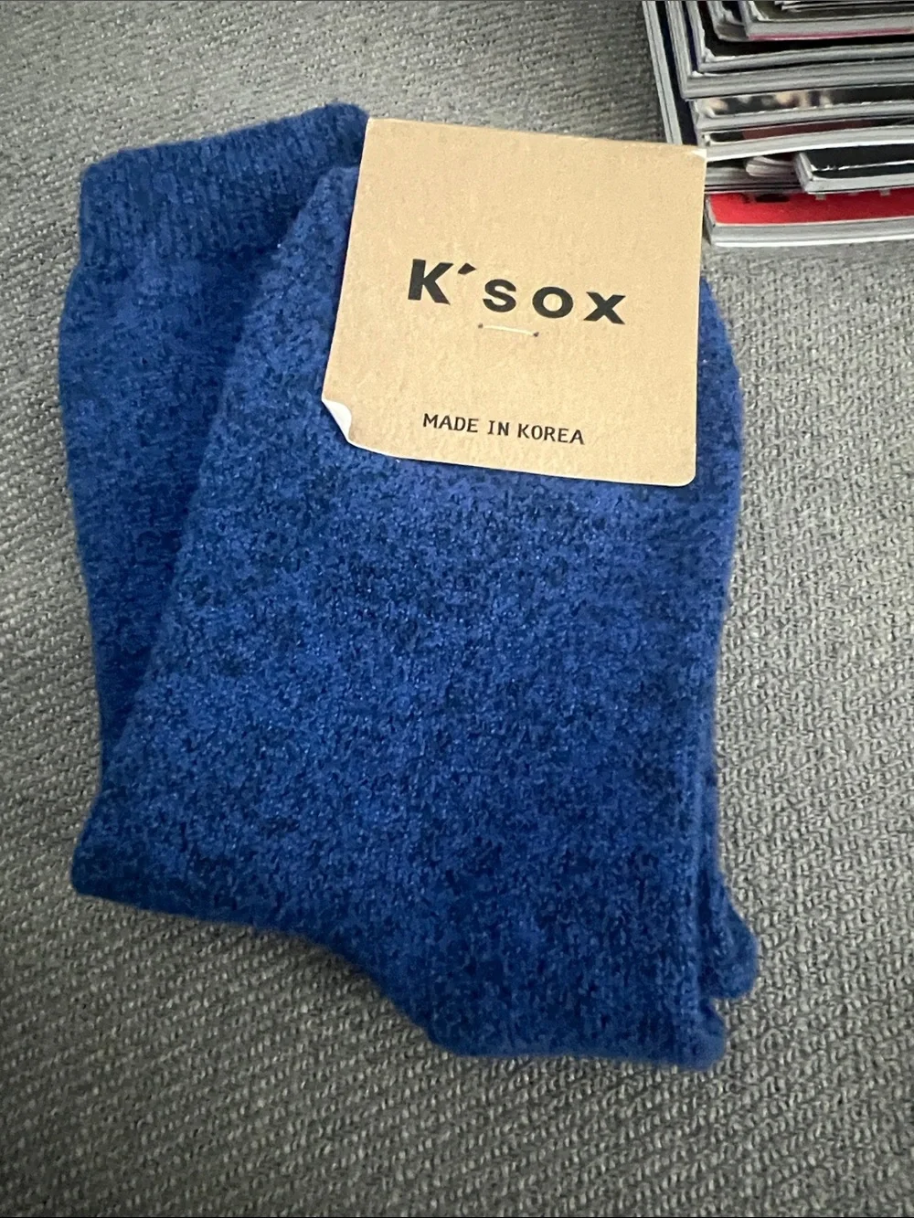 ✨ NWT K'sox Blue Crew Socks – Made in Korea ✨